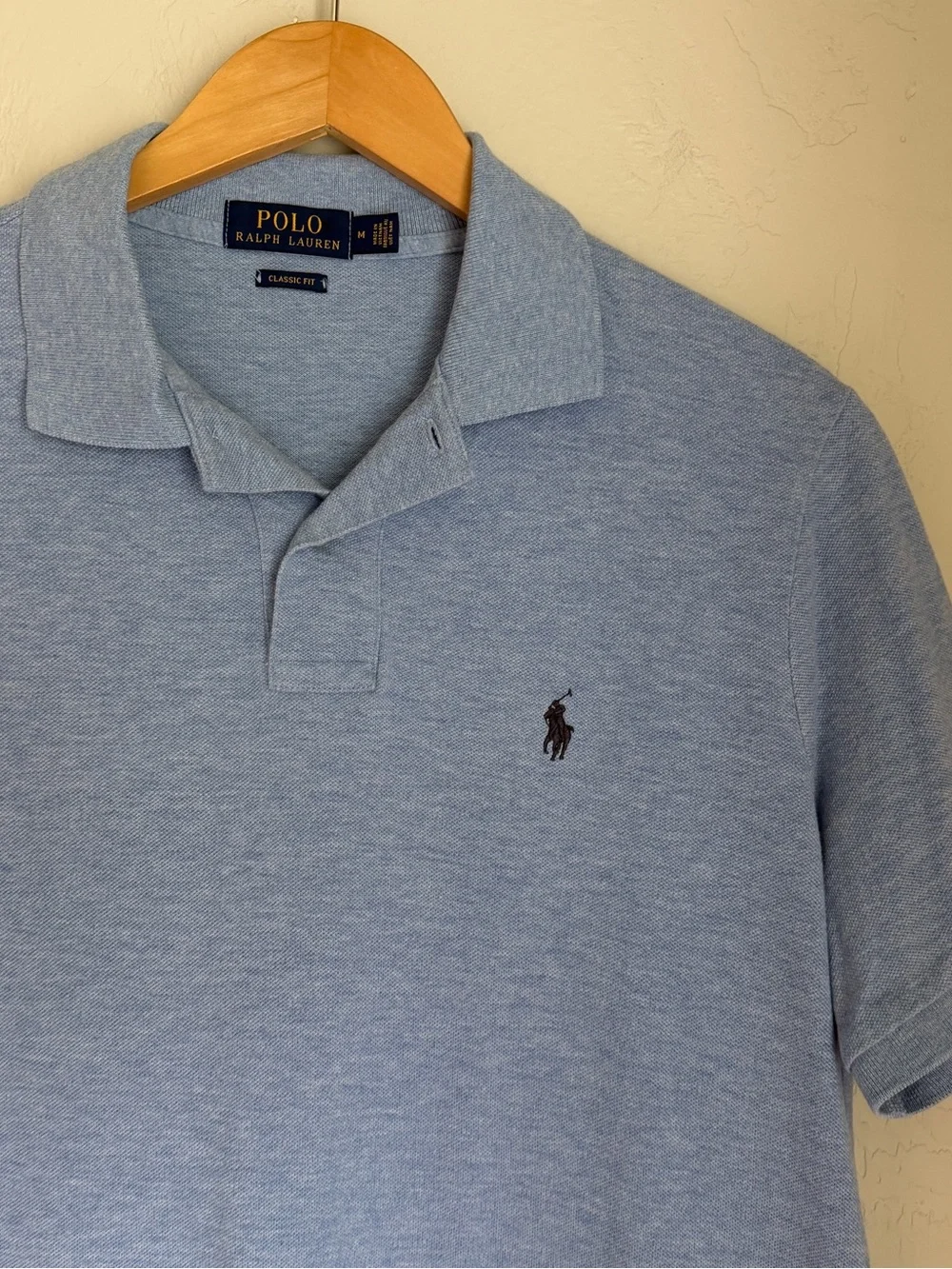 Ralph‎ Lauren Men's Classic Fit Heather Light Blue Polo Shirt Size M